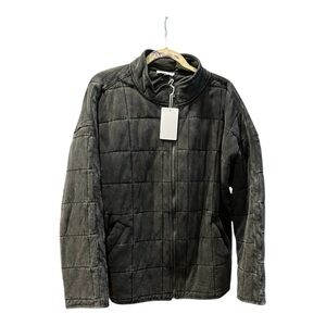 Aemi+Co Roland Quilted Jacket Charcoal Black Gray Size L NWT